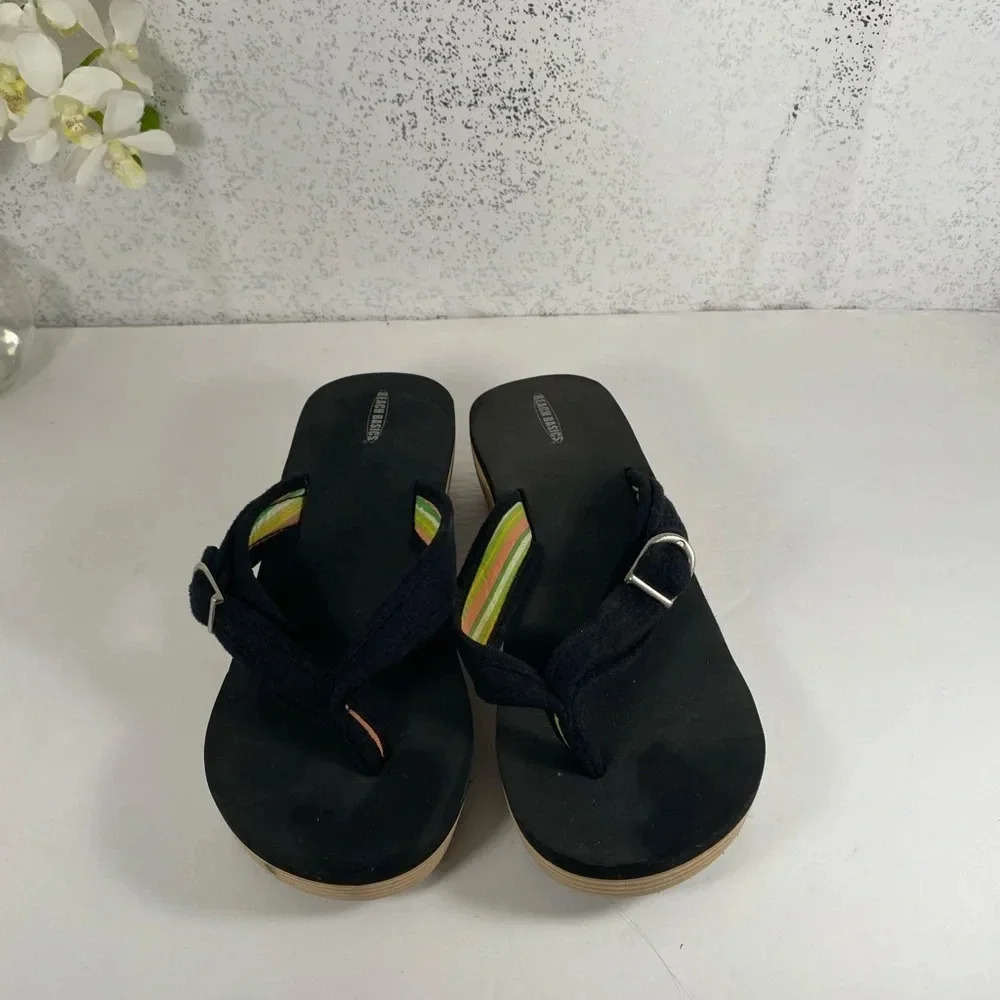Beach Basics Black Thick Sandal with Buckle Strap Accent - Picture 2 of 8